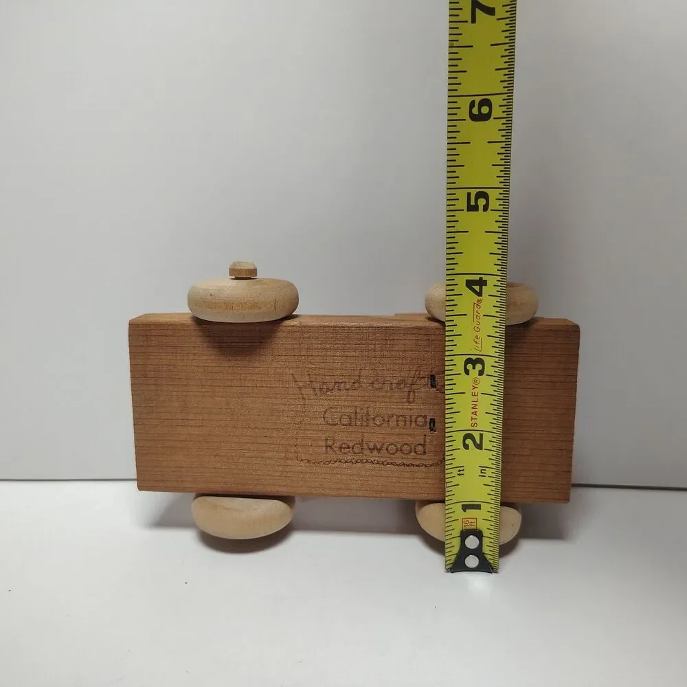 Vintage Handcrafted California Redwood Rolling Wooden Wheel Toy Flatbed Truck